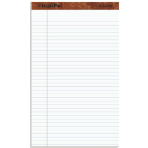 Legal pad legal size white (sold by the pack)
