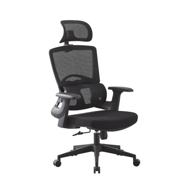 108A-1 Black Ergonomic Mesh Chair w/headrest